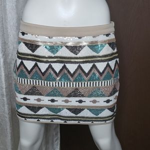 NWT Altard State Aztec printed sequin skirt